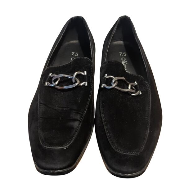 Marco Vitale Collection Other - Marco Vitale Collection Black Suede Silver Tone Chain Slide On Loafer Men's 7.5